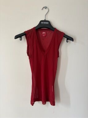 Miss Sixty Red Mesh V-Neck Tank Top